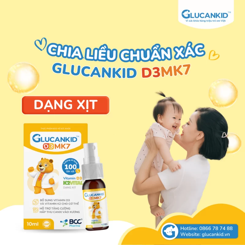 Glucankid D3MK7 dang xịt chia liều chuẩn xác