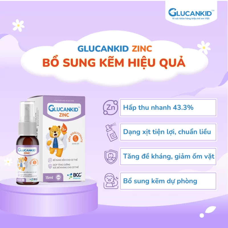 GlucankidZinC-Giải pháp bổ sung kẽm hiệu quả cho bé