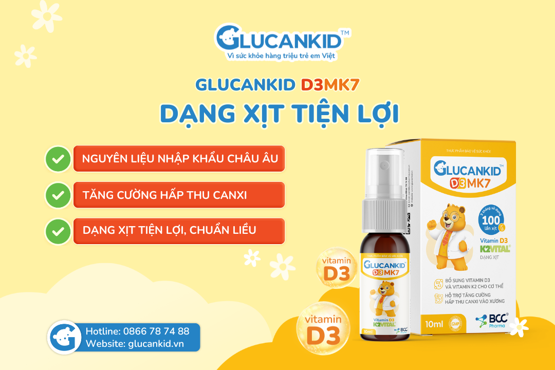 Glucankid D3MK7 - D3K2 dạng xịt tiện lợi