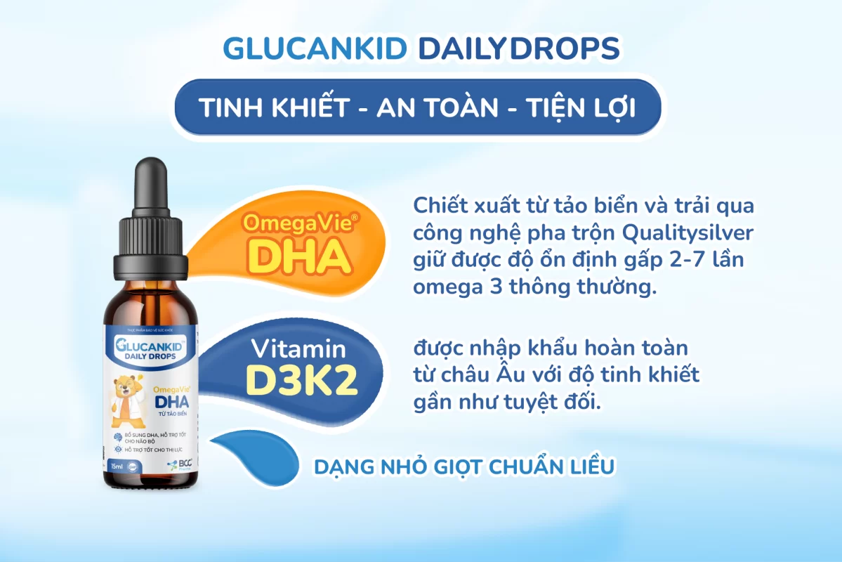 Glucankid Daily Drops - Bảng thành phần chất lượng