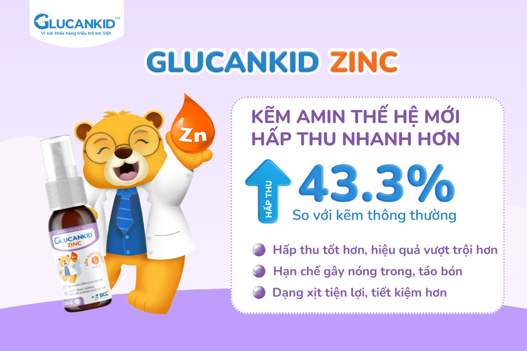 Glucankid zinC - Giải pháp tối ưu bổ sung kẽm cho bé